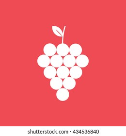 Grapes Flat Icon On Red Background