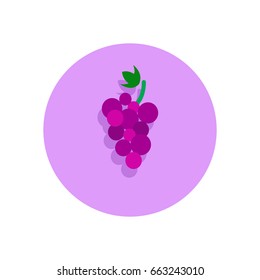 Grapes flat icon. Round colorful button, circular vector sign, logo illustration. Flat style design