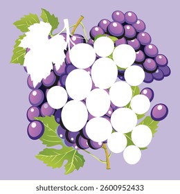 Grapes Forming a Border Around a Clean White Space for Graphic Design
