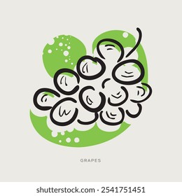Grapes, freehand-style drawing in Doodle style.