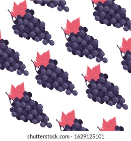 grapes fresh fruits pattern background vector illustration design