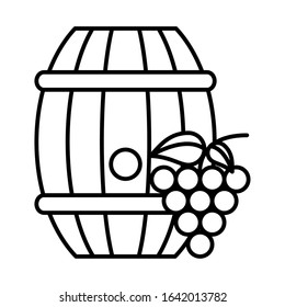 grapes fresh fruits with wine barrel vector illustration design