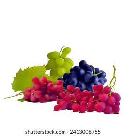 Grapes. Fresh, nutritious, tasty grapes. A delicious and healthy dessert. Elements for label design. Fruit ingredients in mesh technique. Vector illustration.