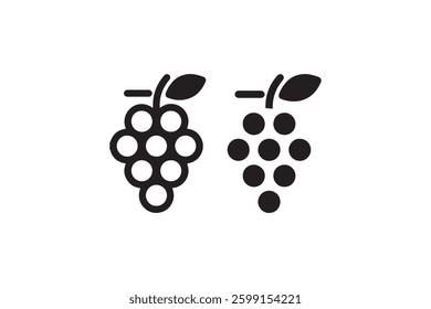 Grapes fruit bunch icon set Vector