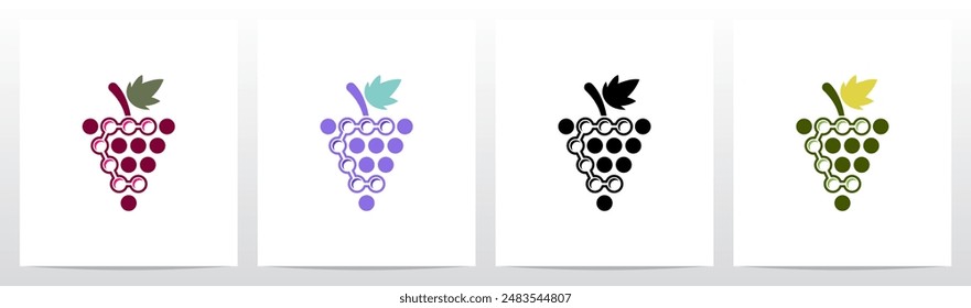Uvas Círculos de Frutas Letra Inicial Logo Design C