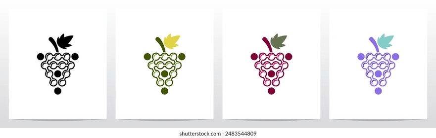 Grapes Fruit Circles Letter Initial Logo Design A