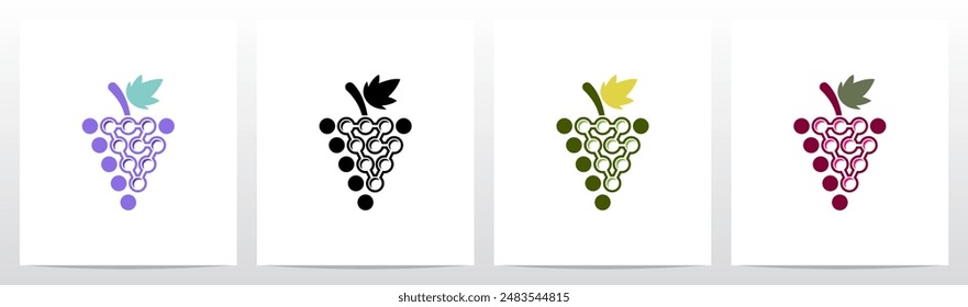 Grapes Fruit Circles Letter Initial Logo Design B
