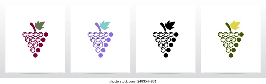 Grapes Fruit Circles Letter Initial Logo Design G