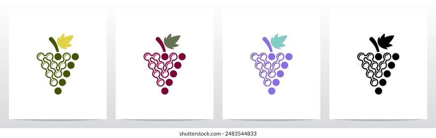 Grapes Fruit Circles Letter Initial Logo Design N