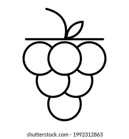 Grapes fruit cluster icon. Vineyard wine symbol isolated on white background. Vector illustration.