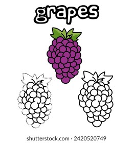 Grapes Obstfarbenseiten und die Tätigkeit der Verbindung der Punkte für Kinder im Kindergarten