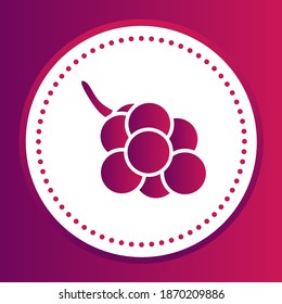 Uva frutos en el estilo de icono de glifo degradado. Ilustración vectorial mezcla el color del icono de uvas con el fondo aislado en el círculo discontinuo. Formas geométricas coloridas