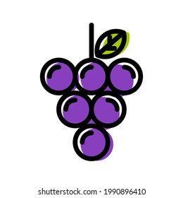 Grapes fruit icon. Black icon. Vector illustration.