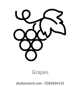 Grapes and fruit icon concept