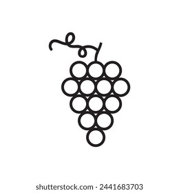 grapes fruit icon. Food Fruits Outlined. Grapevine with leaf. Fruit pictogram, grape seed oil .healthy vegan food.grape icon,White grapes.Grapes are a non-climacteric type of fruit vector illustration