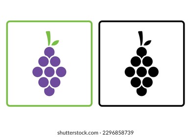 Grapes fruit icon illustration. icon related to fruits. Solid icon style. Simple vector design editable