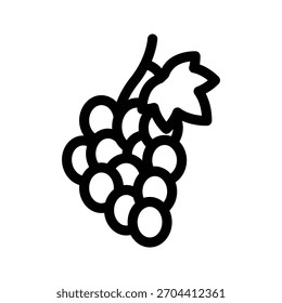 Icono de frutas de uvas, Vector de línea