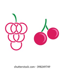 Grapes fruit icon and logo