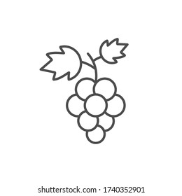Ilustración vectorial del icono de la uva aislada en blanco. Logo de vino o jugo.