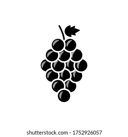 ilustración vectorial de icono de uvas. Grapevina con hoja. Pictograma de fruta. modificable.