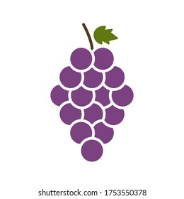 grapes fruit icon vector illustration. Grapevine with leaf. Fruit pictogram. editable.