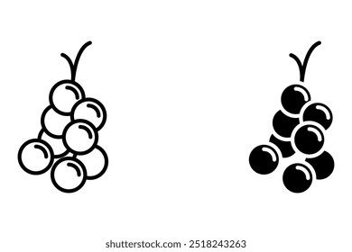 grapes fruit icon vector illustration. Grapevine with leaf. Fruit pictogram. editable.
