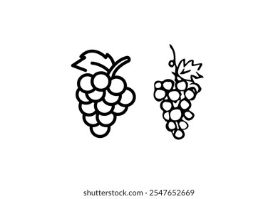 grapes fruit icon vector illustration, Food Fruits Outlined