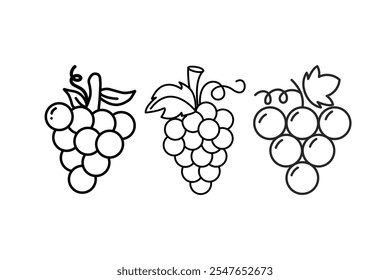 grapes fruit icon vector illustration, Food Fruits Outlined