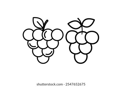 grapes fruit icon vector illustration, Food Fruits Outlined