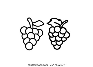 grapes fruit icon vector illustration, Food Fruits Outlined