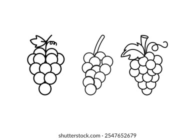 grapes fruit icon vector illustration, Food Fruits Outlined