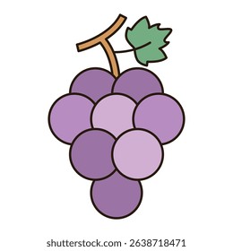 GRAPES fruit illustration icon simple vector symbol drawing cute outline doodle logo botanical vibrant clipart element sticker object