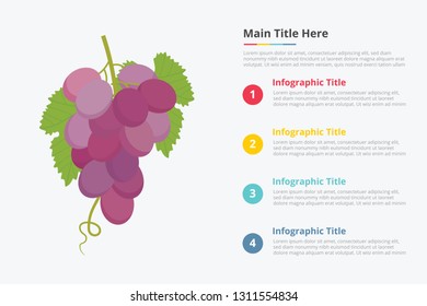 grapes fruit infographics with some point title description for information template - vector illustration