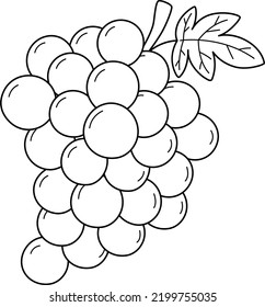 Grapes Fruit Isolated Coloring Page for Kids