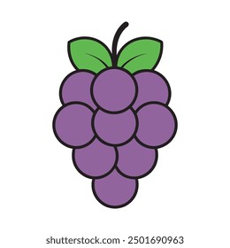 Fruta de uvas aislada sobre fondo blanco de Ilustración vectorial