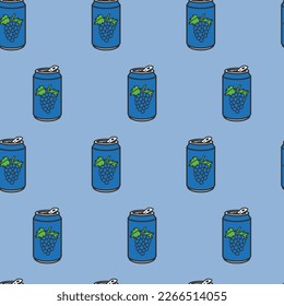 GRAPES FRUIT JUICE CAN SEAMLESS PATTERN ALL OVER PRINT VECTOR