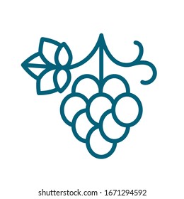 Icono de línea de fruta de uvas. Cartel de la uva para el logo. Elemento de diseño de embalaje para productos cosméticos, aceite esencial, aceite de semillas de uva, vino. Ilustración vectorial esbozada aislada en fondo blanco