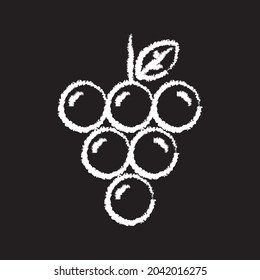 Grapes fruit line Icon design white chalk. Draw a picture on the blackboard.