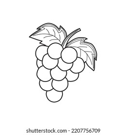grapes fruit line icon. line hand drawn vector. perfect for coloring book for kids.
