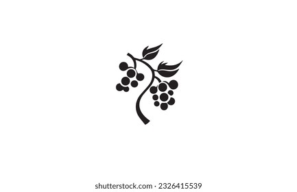 grapes fruit logo black simple flat icon on white background 
