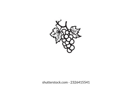 grapes fruit logo black simple flat icon on white background 