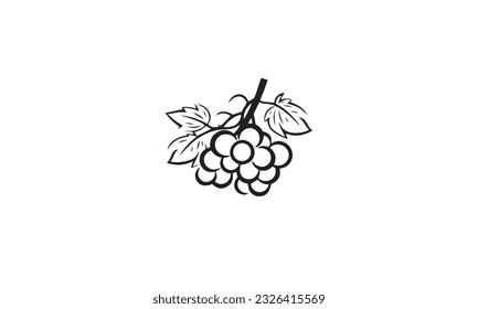 grapes fruit logo black simple flat icon on white background 