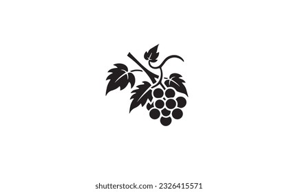 grapes fruit logo black simple flat icon on white background 