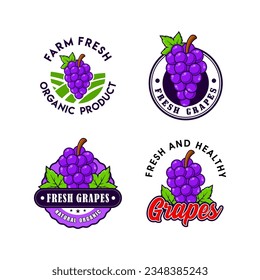 Colección de diseño del logotipo de uvas para productos de marca, logotipo de tienda, sello, banner y más