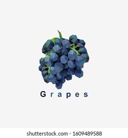 grapes fruit low poly vector