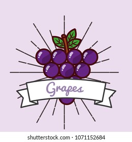 grapes fruit organic vitamins emblem 