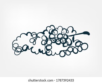  Traubenfrucht, Vektorgrafik 1-zeilige Kunst, einzelne Illustration