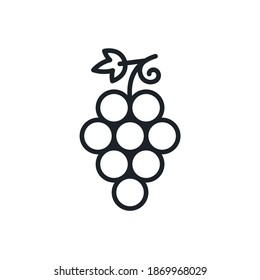 Grapes. Grape icon. Vector linear icon, contour, shape, outline isolated on a white background. Thin line. Modern minimalistic design. Fruits.