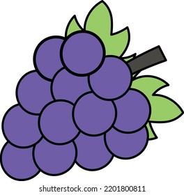 Grapes with green leaves Concept Vector Icon Design, Autumn or Fall activities Symbol, Dry weather Sign, Temperate climates Elements Stock illustration