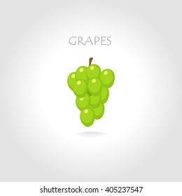 Grapes green style. from Moldova. cartoon style. in the sun light. vector illustration. with text tittle. vegetarian food.